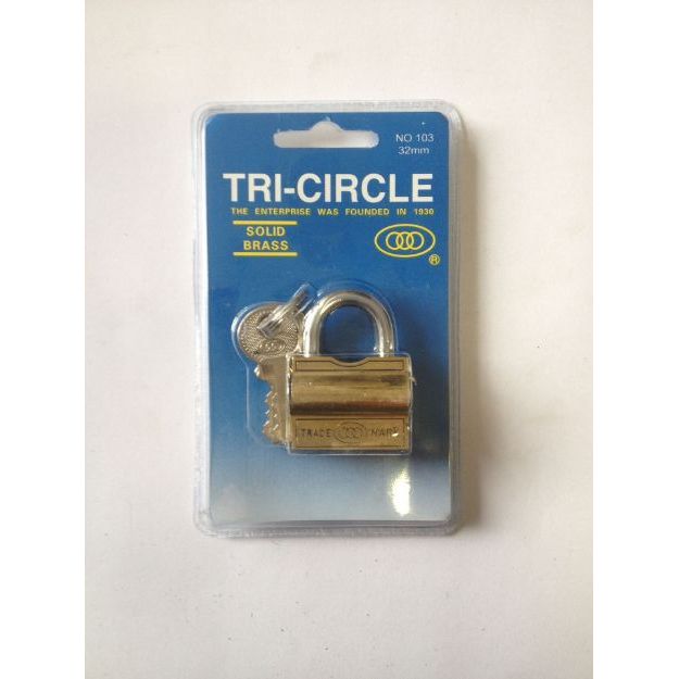 Tri Circle Brass Padlock