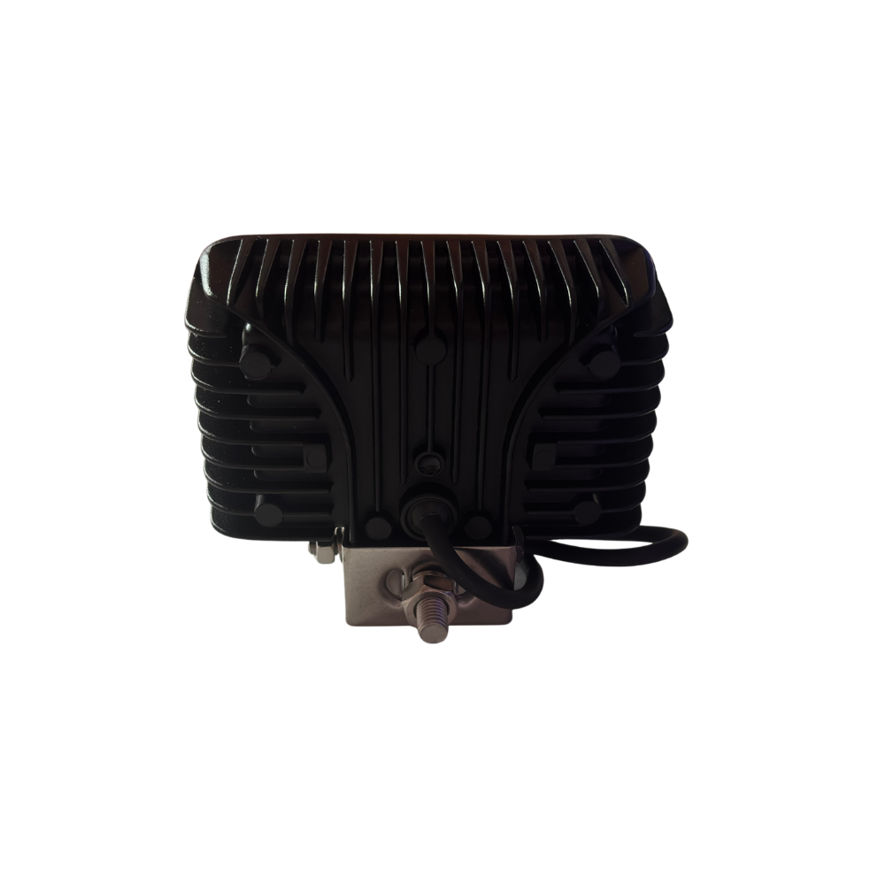 A black ribbed rectangular light fixture or LED module with a metal mounting bracket and attached cable, shown against a plain white background.
247 Lighting LED Rectangular Work Lamp | 6 Inch | 18W | 12-24V