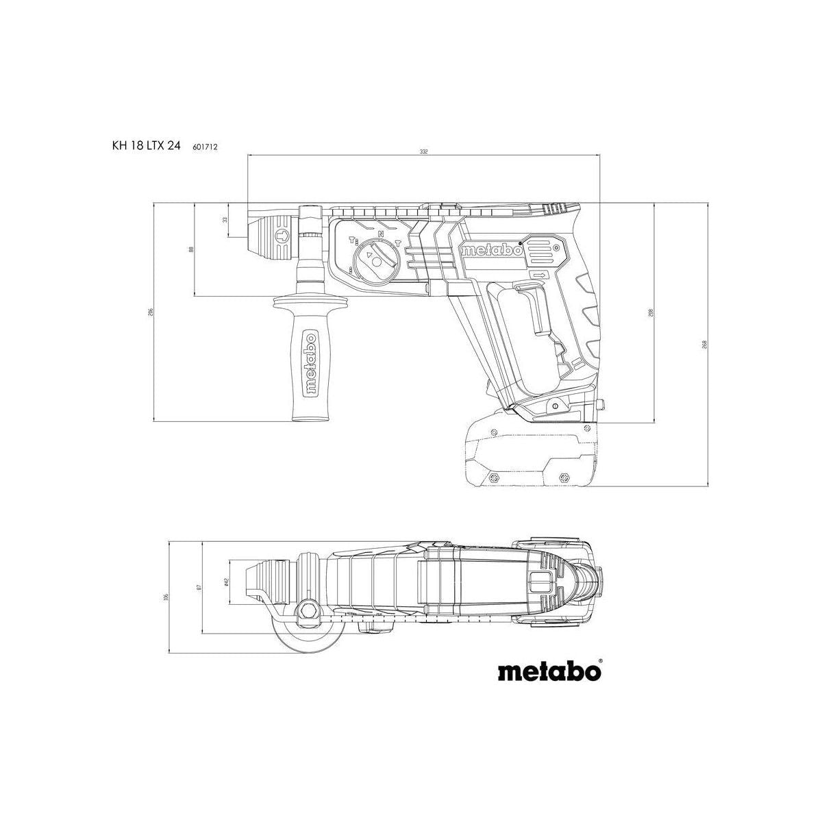 Metabo Cordless Hammer Drill KH 18 LTX 24 18V Body Only in MetaBOX Case