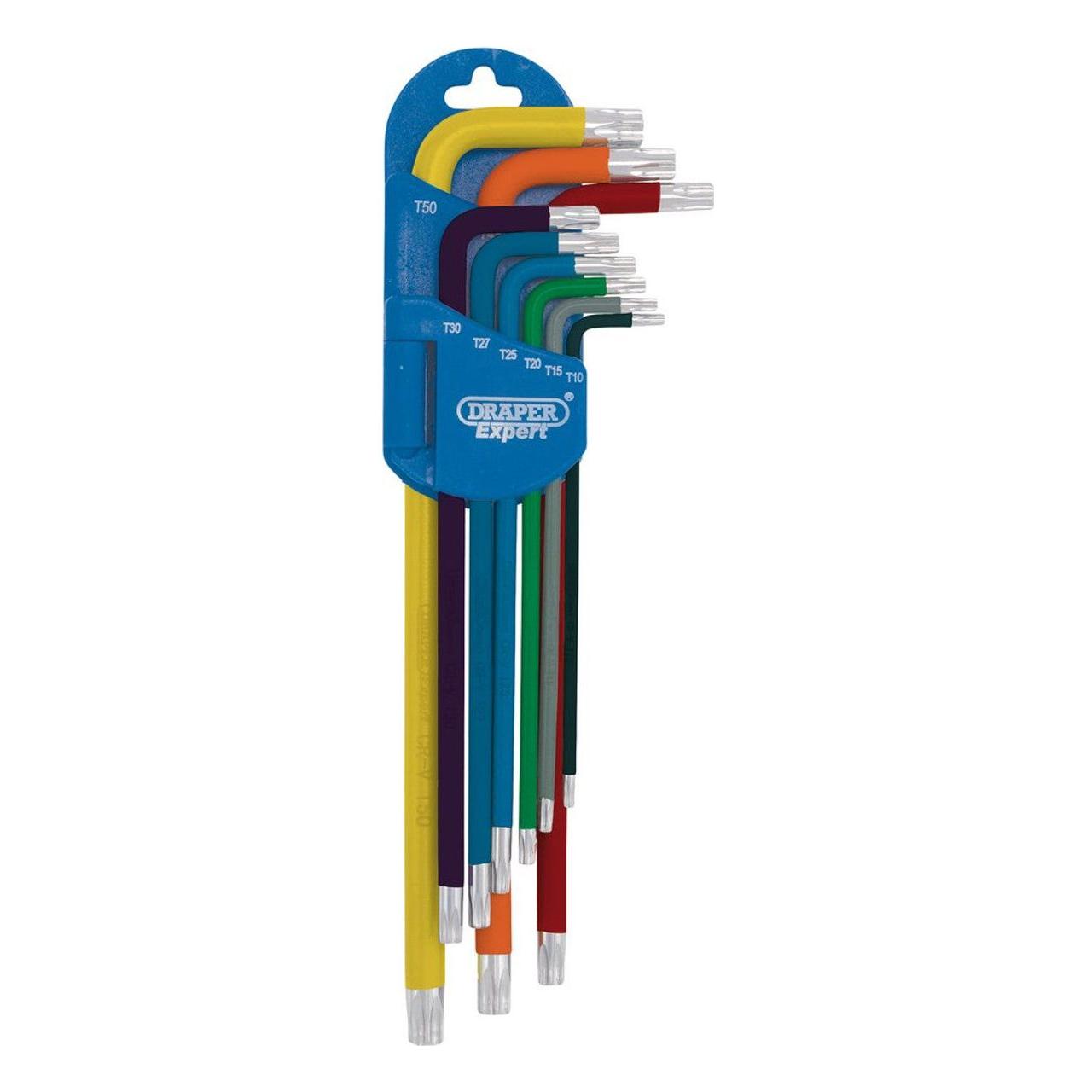 Draper Expert TX-STAR® Metric Extra-long Arm Key Set, Colour Coded (9 Piece)