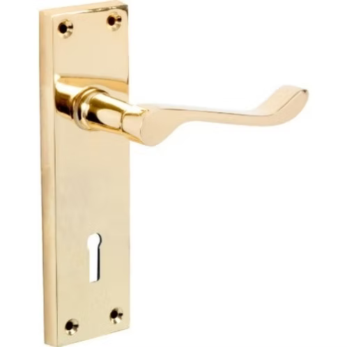Vision Indus Victorian Scroll Lever Lock Handle | Polished Brass