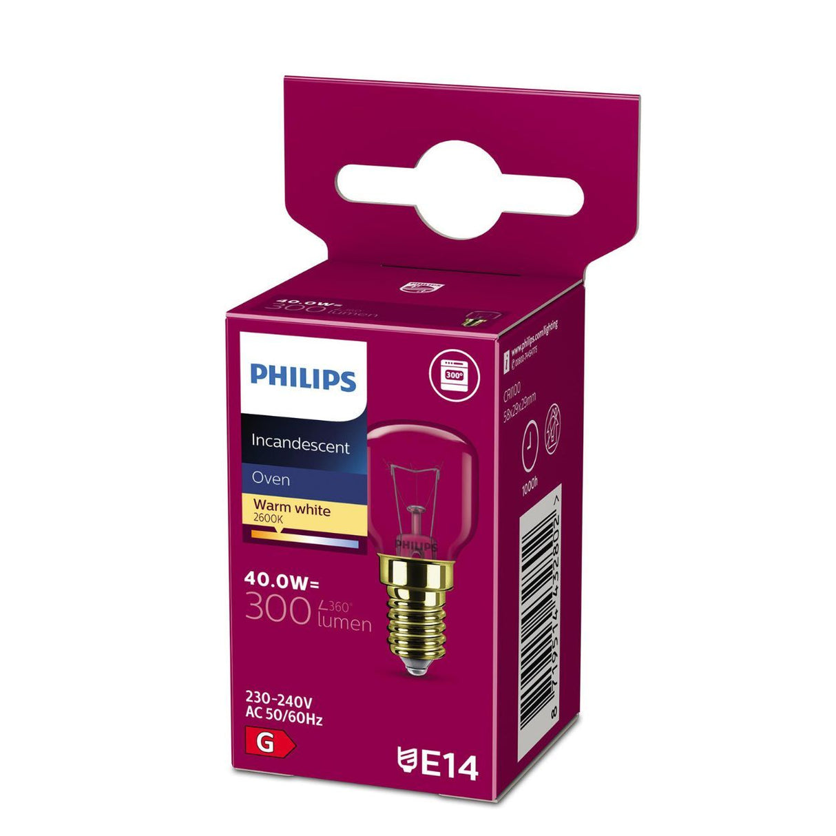 Philips Oven Bulb 40W E14 300°C | Clear