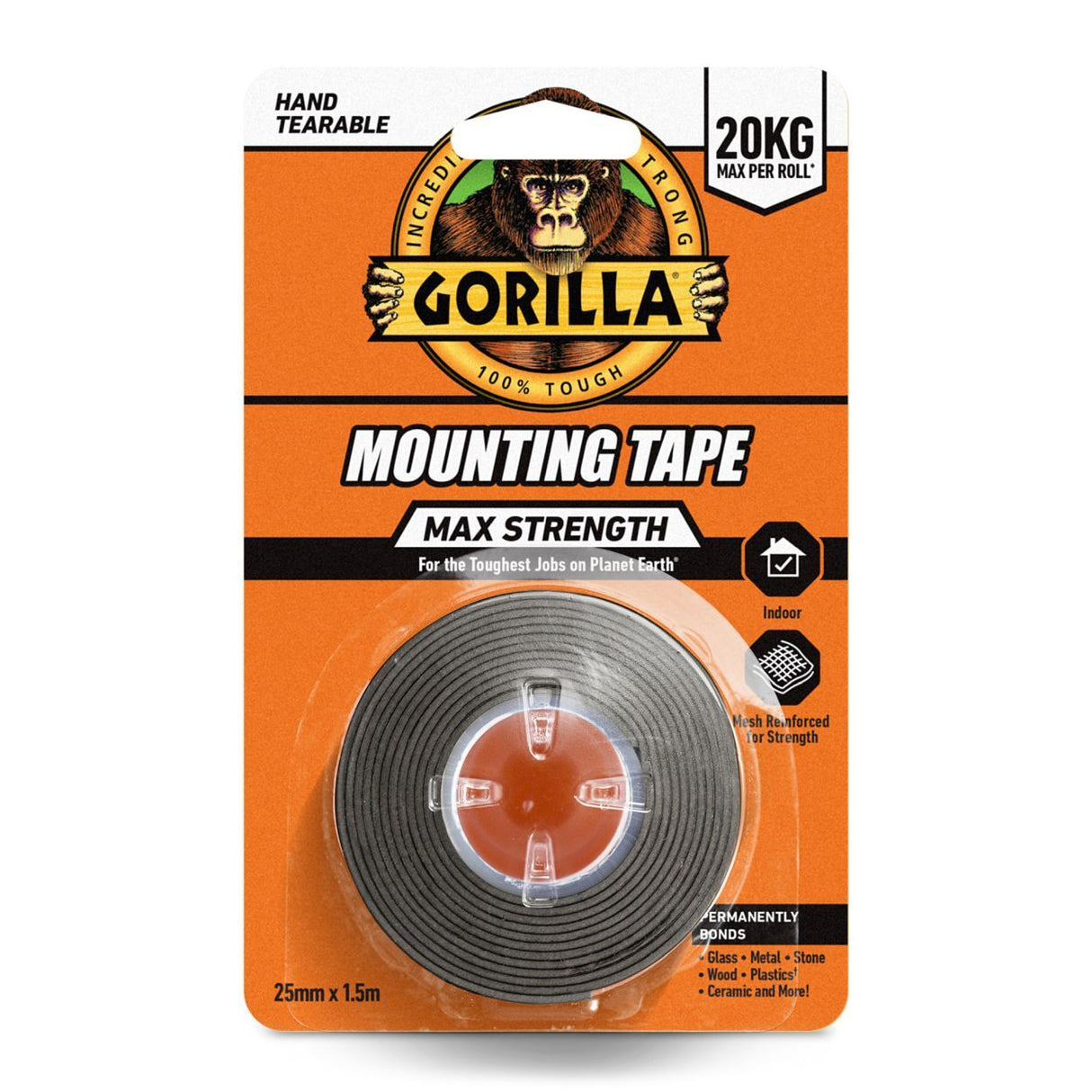 Gorilla Black Max Strength Indoor Mounting Tape 25mm x 1.5m