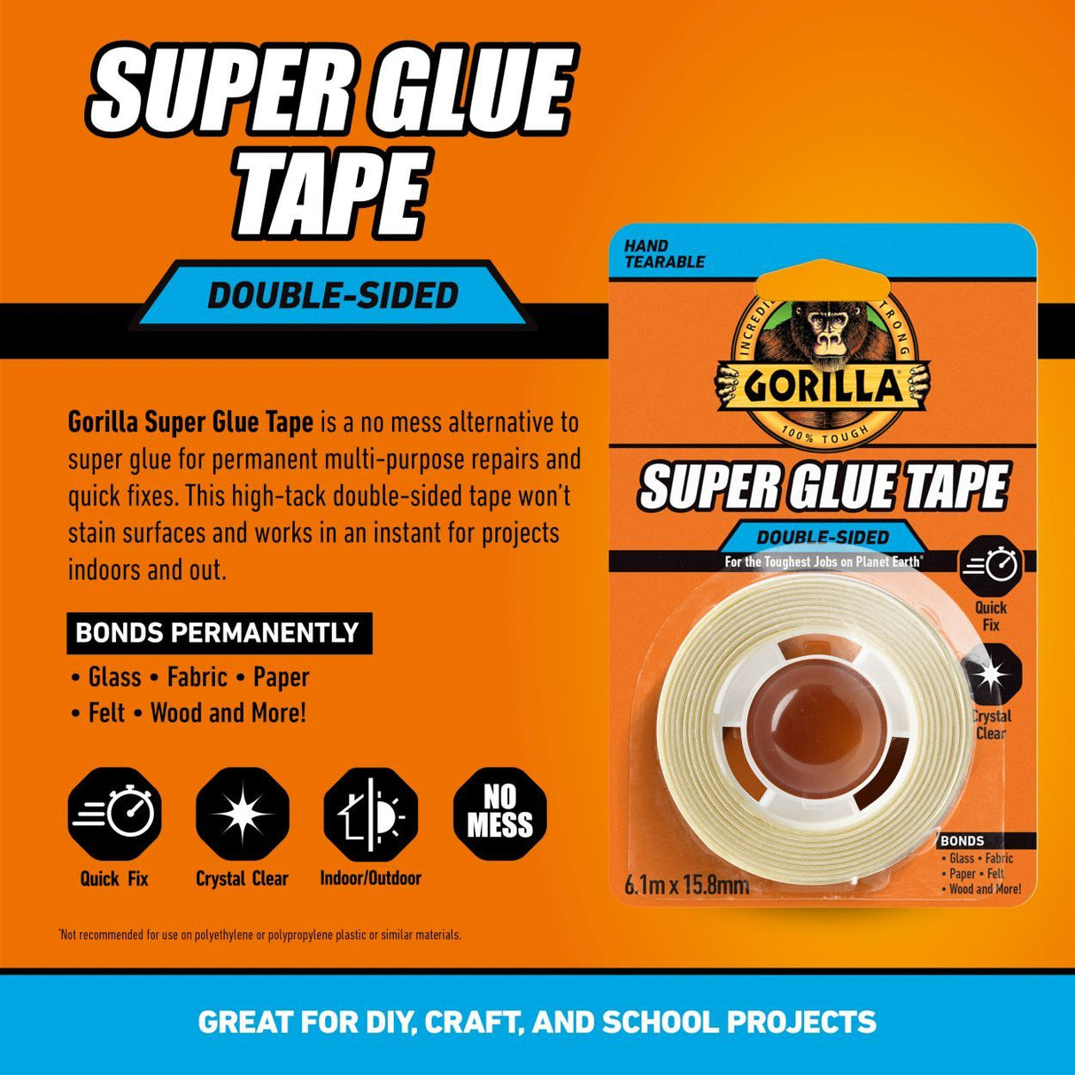Gorilla Super Glue Double Side Tape 6.1M