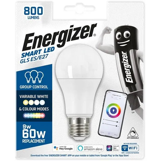 Energizer 9W (60W) E27 LED ''Smart'' Colour Changing GLS Light Bulb