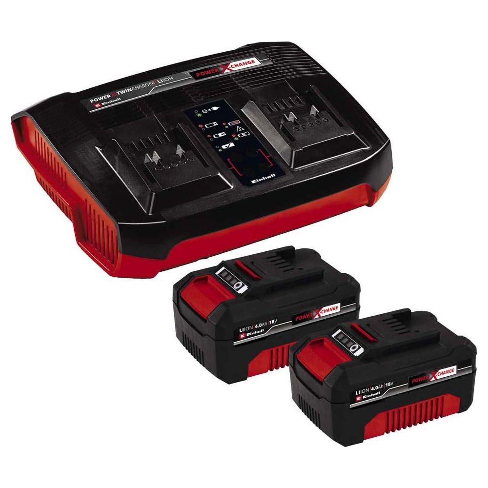 Einhell Power X-Change 2 x 18V 4Ah Batteries & Twin Charger Kit