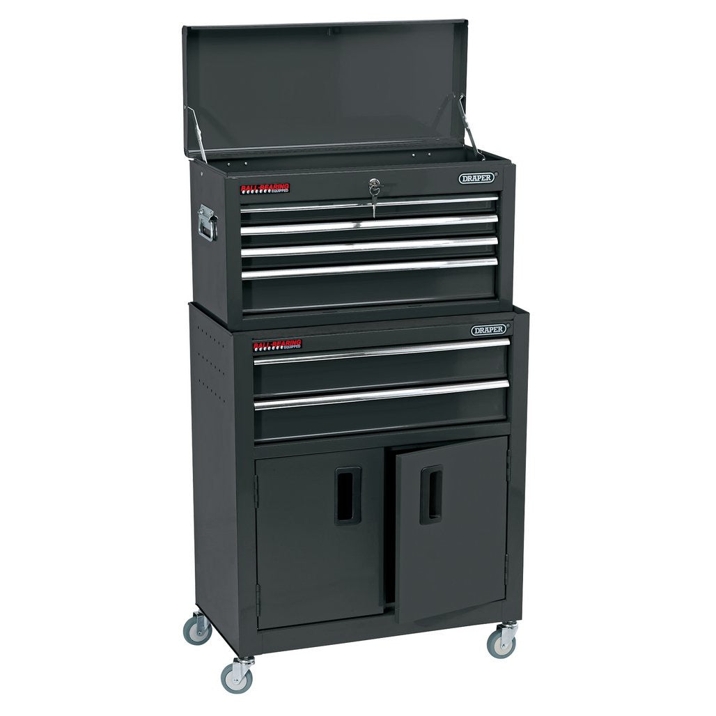 Draper Combination Roller Cabinet and Tool Chest, 6 Drawer, 24", Black