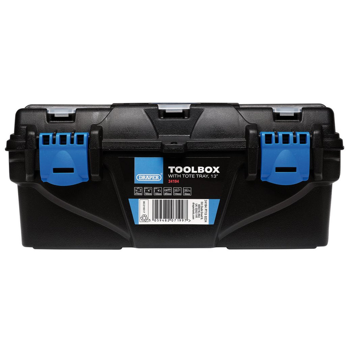 Daper Plastic Toolbox with Tote Tray - 13 inches