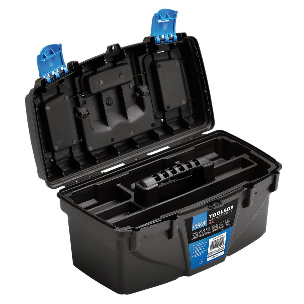 Draper Plastic Toolbox with Tote Tray | 16 inches