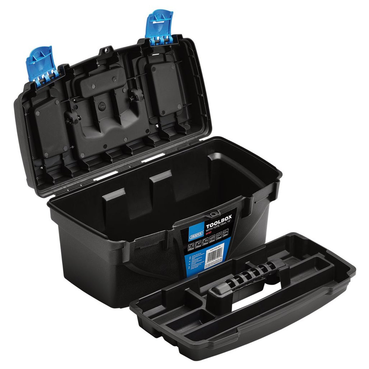 Draper Plastic Toolbox with Tote Tray | 16 inches