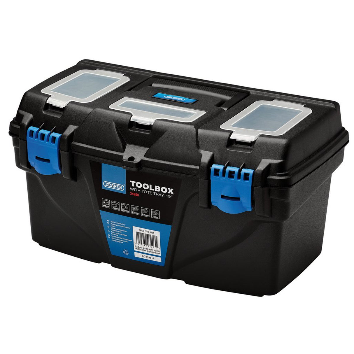 Draper Plastic Toolbox with Tote Tray | 22 inch