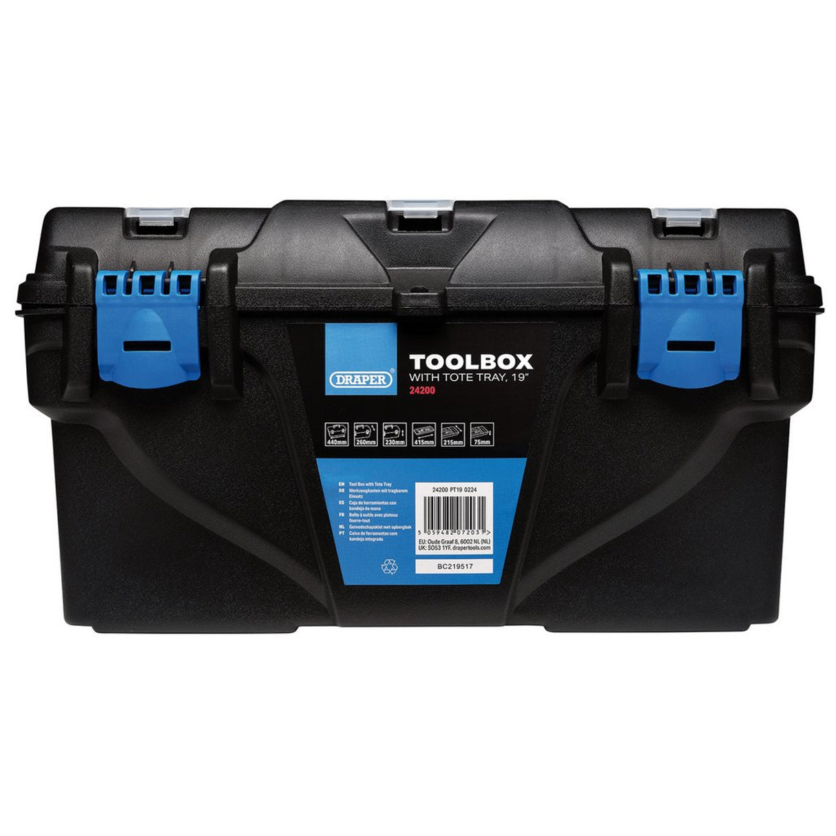 Draper Plastic Toolbox with Tote Tray | 22 inch