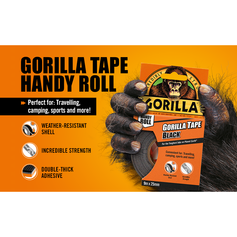 Gorilla Handy Roll | Black - 25mm x 9m