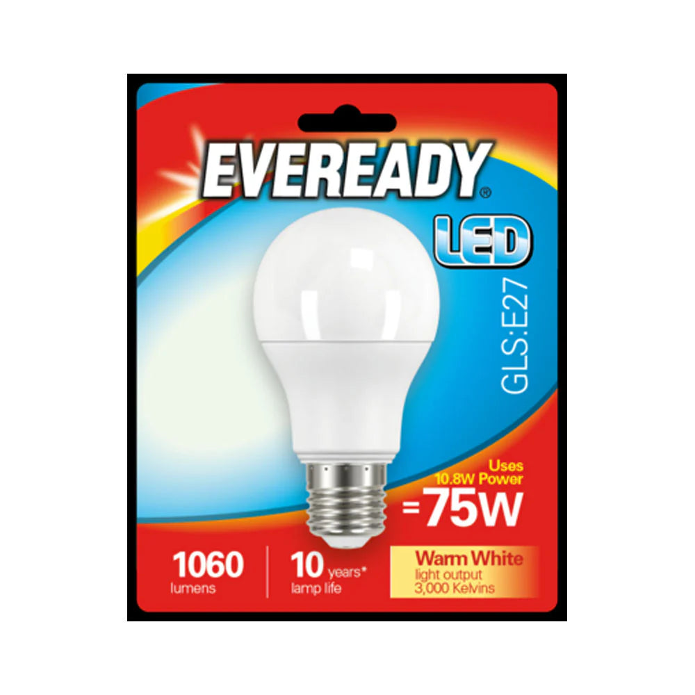 Eveready 10.8W (75W) E27 GLS LED Bulb | Warm White