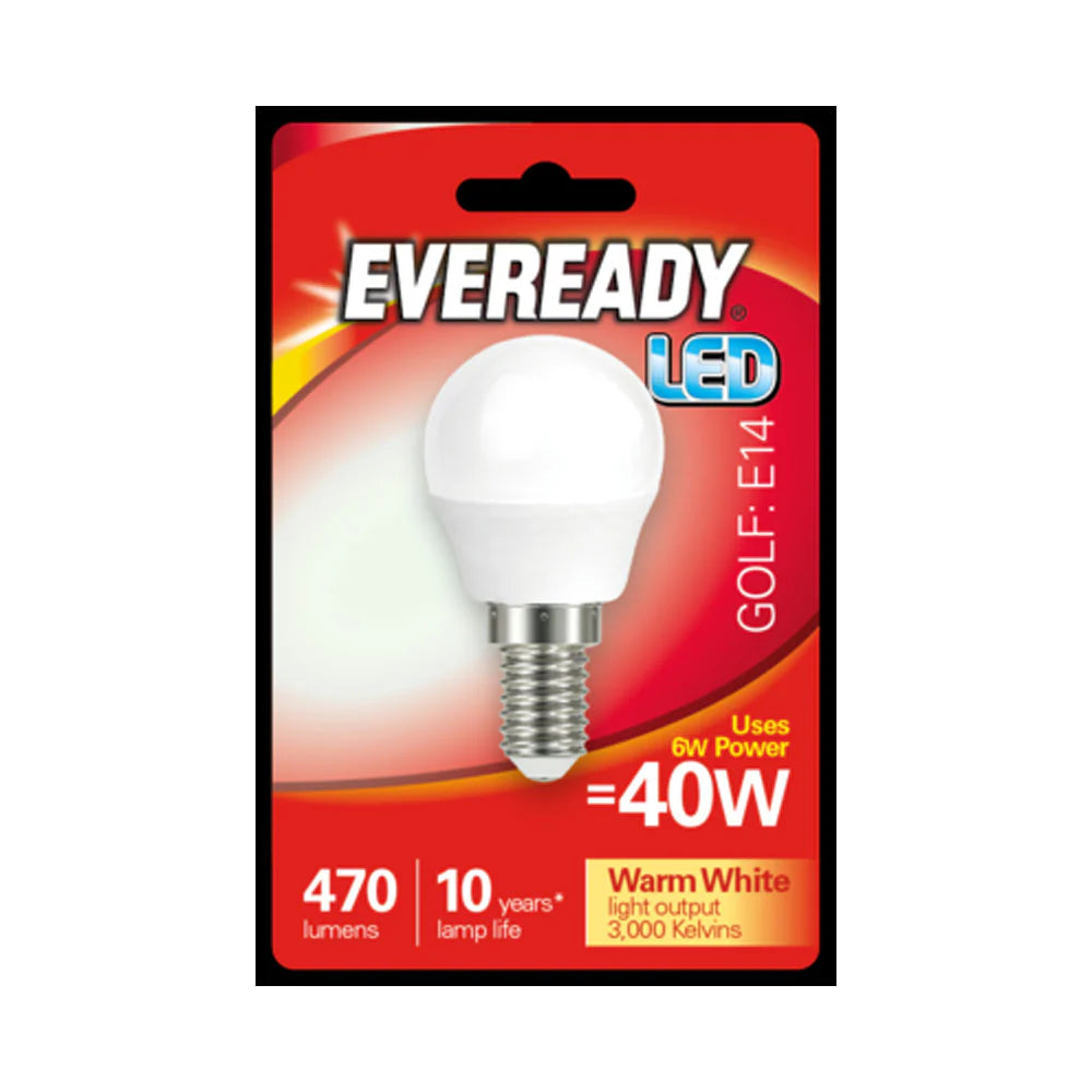 Eveready 6W (40W) E14 Golf Ball LED Bulb | Warm White