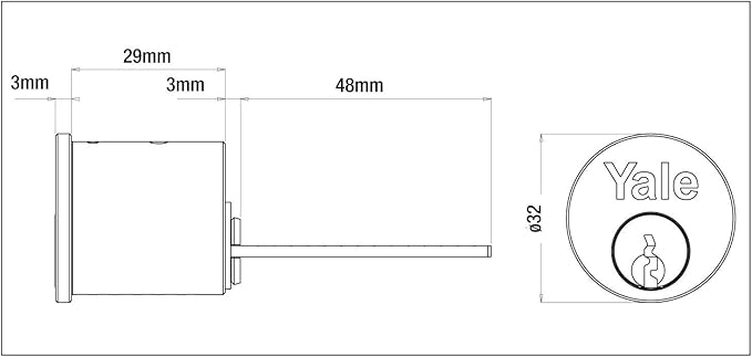 Yale Replacement Rim Cylinder Polished Brass With 2 Keys