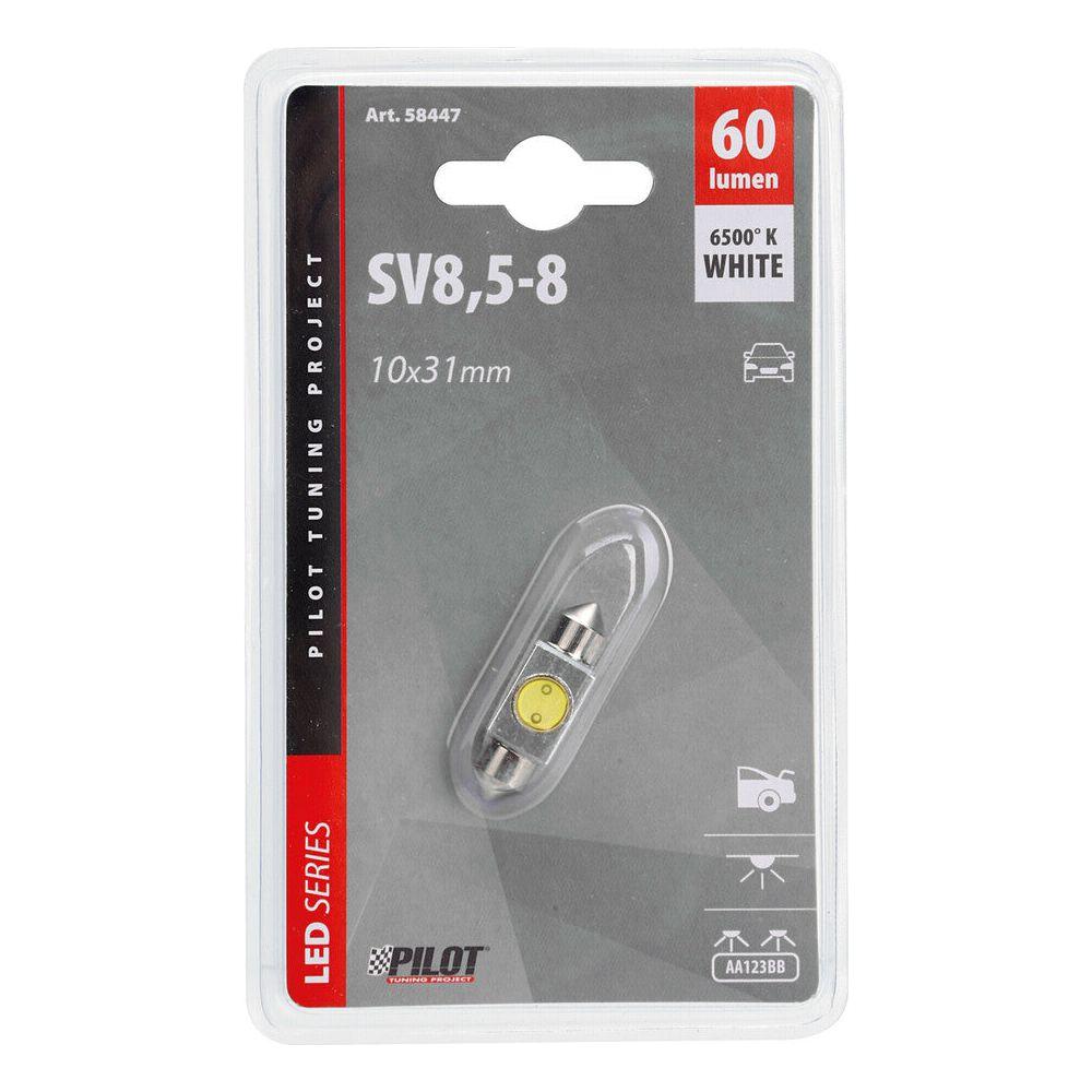 Lampa 12V Led Series - 1 SMD x 2 chips - 10x31 mm - SV8,5-8
