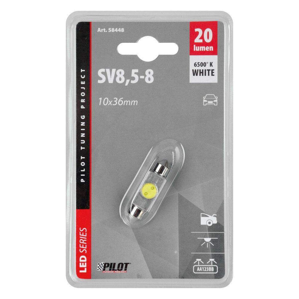 Lampa 12V Led Series - 1 SMD x 2 chips - C5W - 10 X 36mm - SV8, 5-8