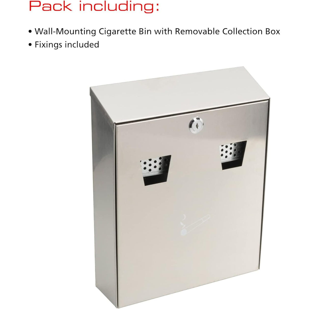 Sterling CIG2ST Wall Mounted Stainless Steel Cigarette Bin | 255 x 320 x 75 mm