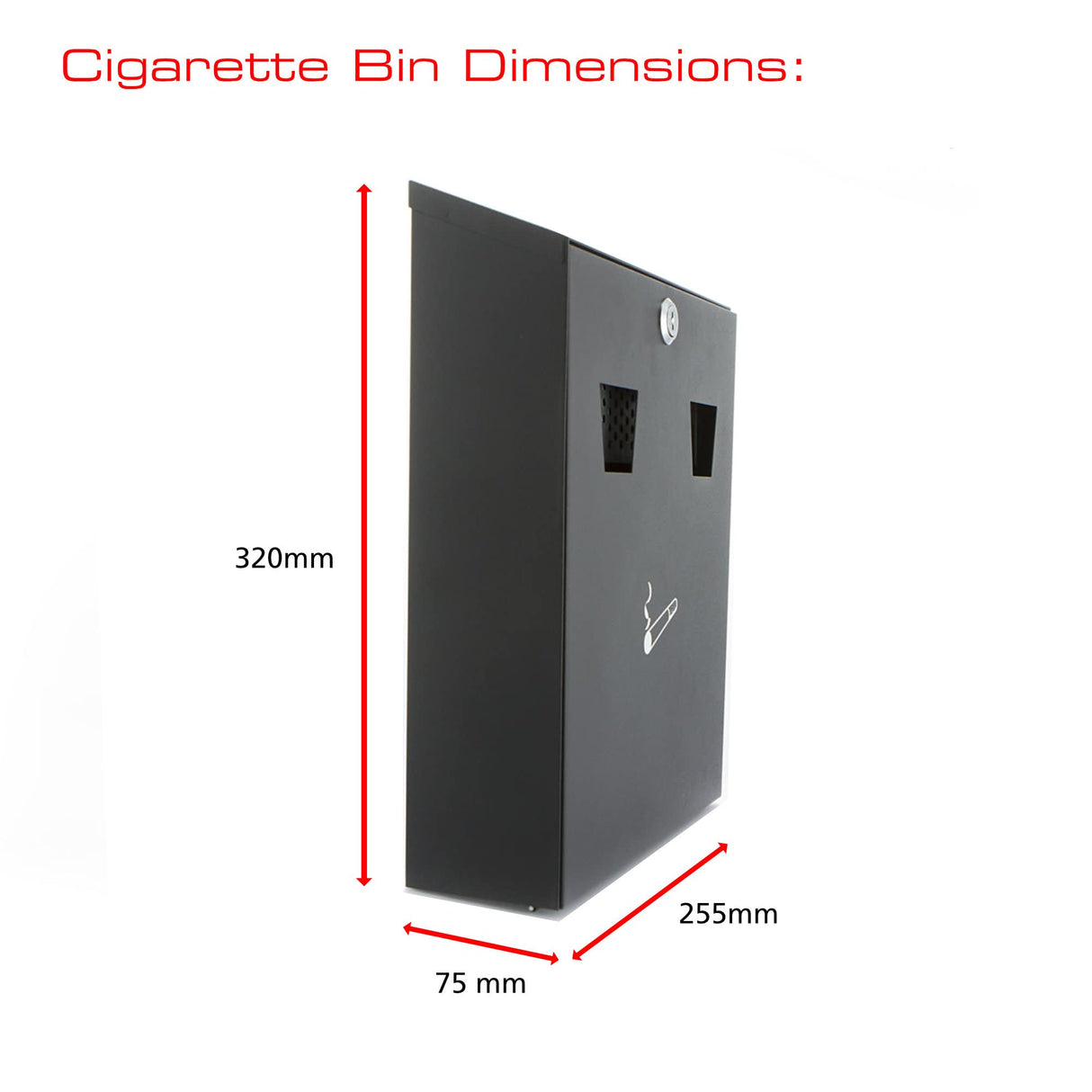 Sterling Cigratte Bin Wall Mounted - Medium | Black