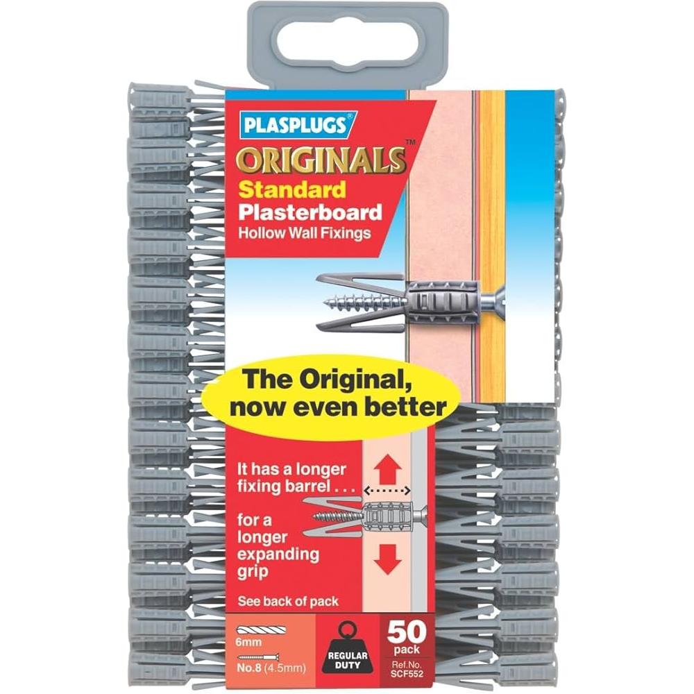 Plasplugs Original Plasterboard Fixings - Pack of 50