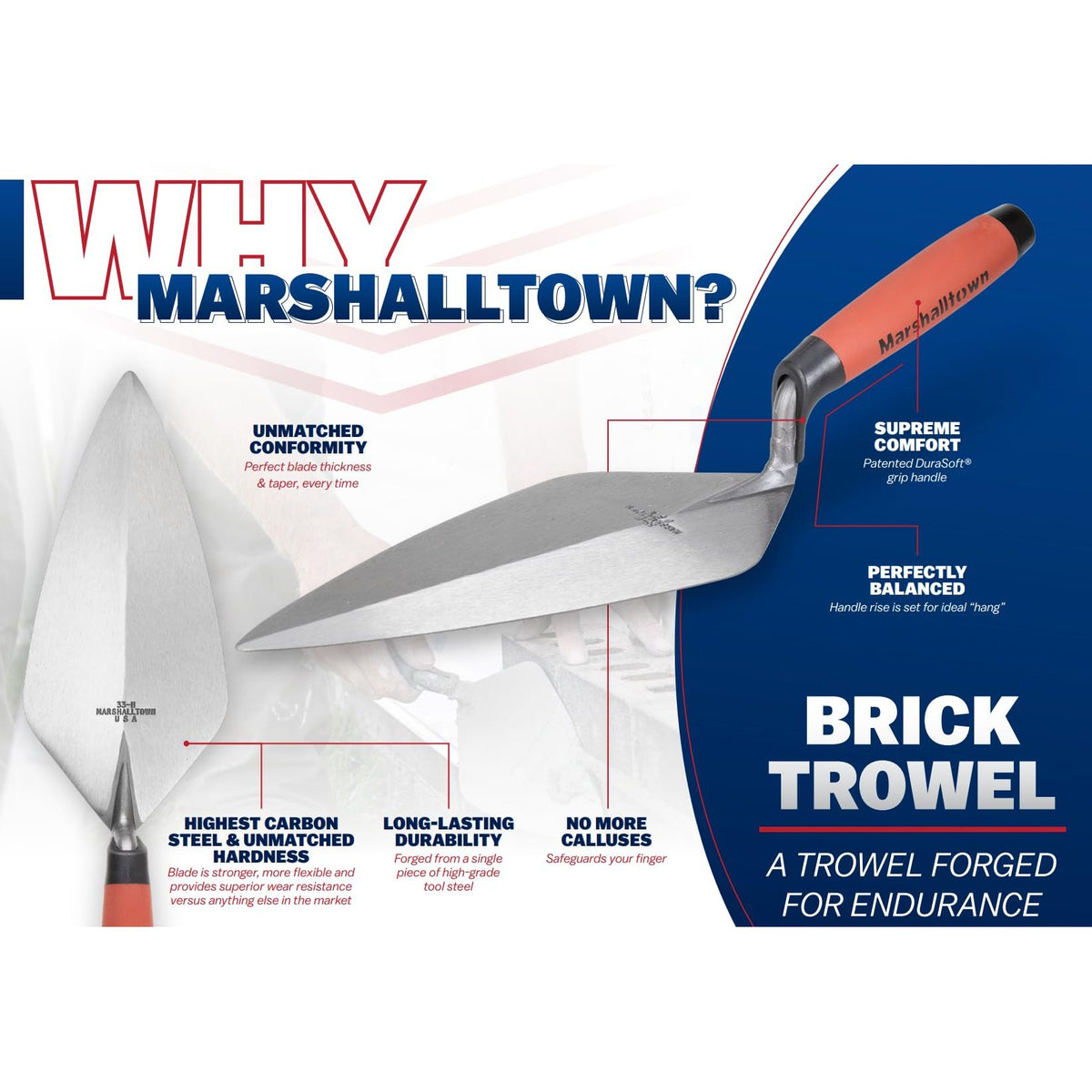 Marshalltown 11" 34 Durasoft Brick Trowel