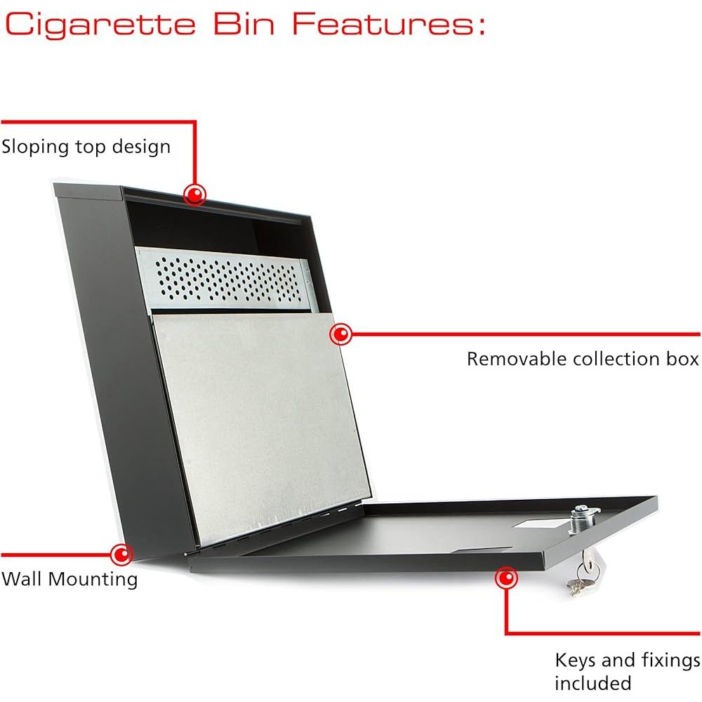 Sterling Cigratte Bin Wall Mounted - Medium | Black