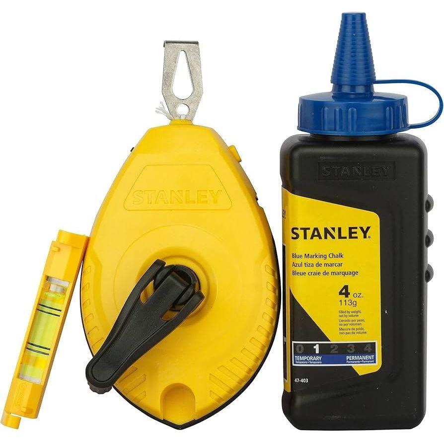 Stanley Chalk Line 30m Blue Chalk & Level