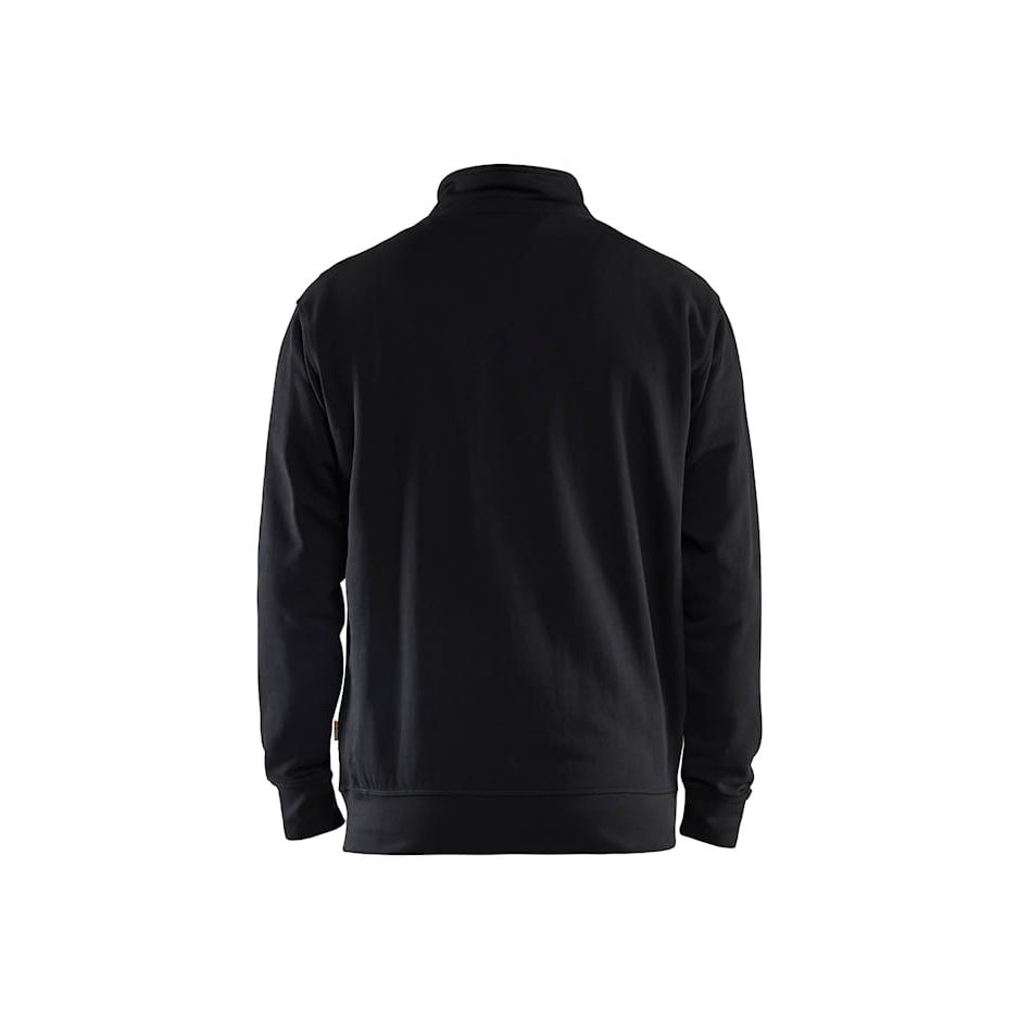 Black quarter-zip sweatshirt on a white background