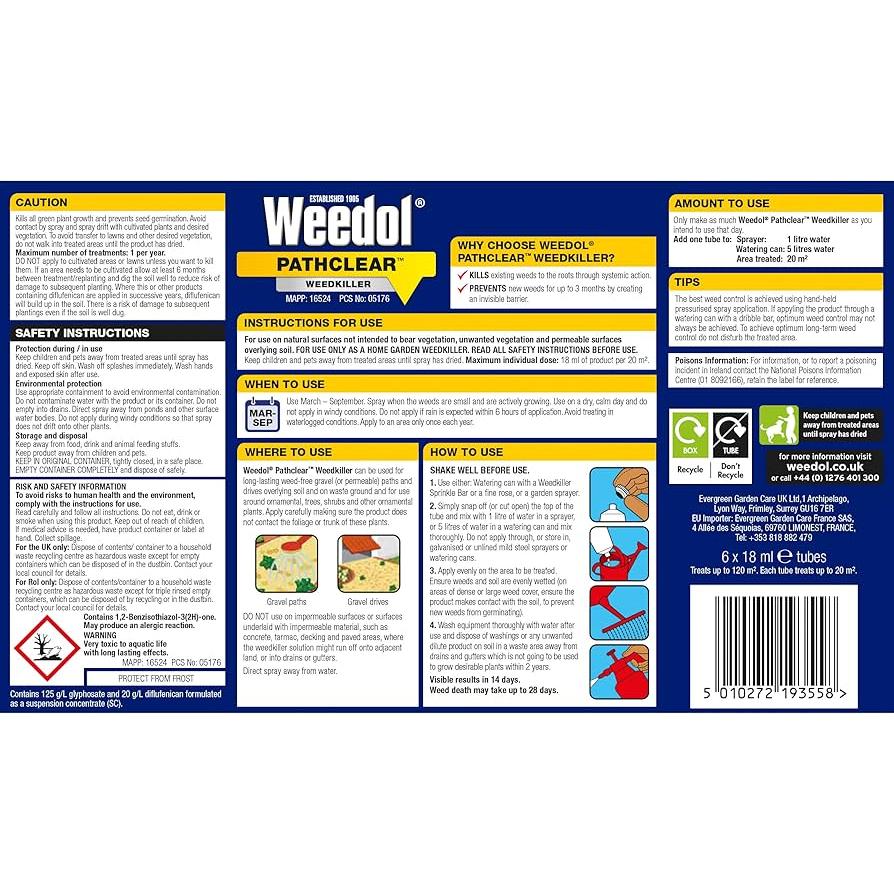 Weedol Path & Gravel Weed Control Tubes - Pack of 6