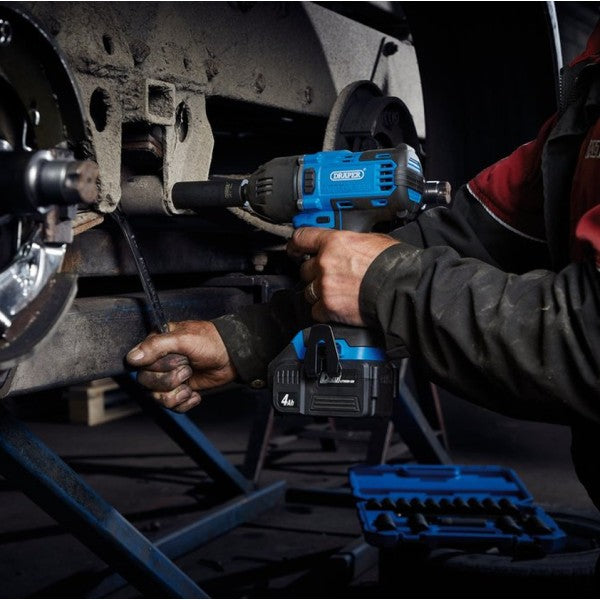 Draper D20 20V Brushless Mid-Torque Impact Wrench Kit, 1/2" Sq. Dr. & Metric Deep Impact Socket Set (10 Piece)