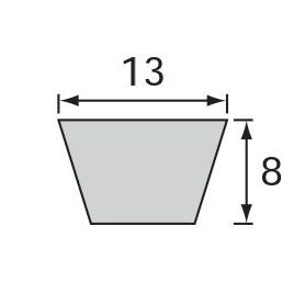A simple line drawing of a trapezoid with dimension labels showing a top width of 13 and a height of 8, on a white background.Mitsuboshi A-Section Vee Belt