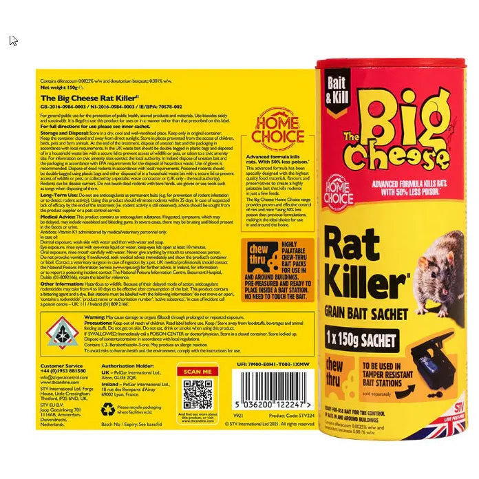 Big Cheese Rat Killer Grain Bait Sachet 150g