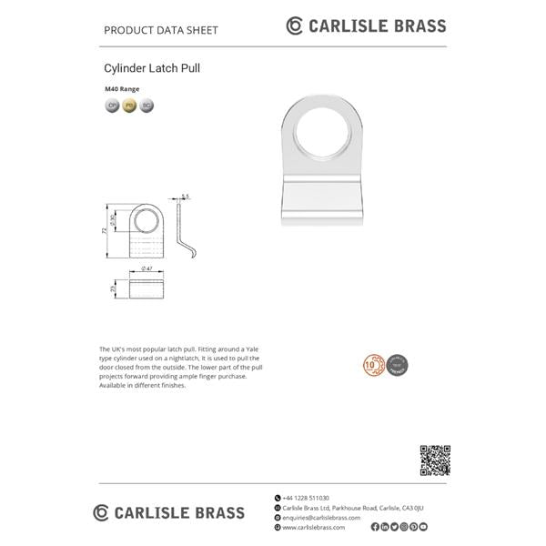 Carlisle Brass Cylinder Latch Pull | Chrome