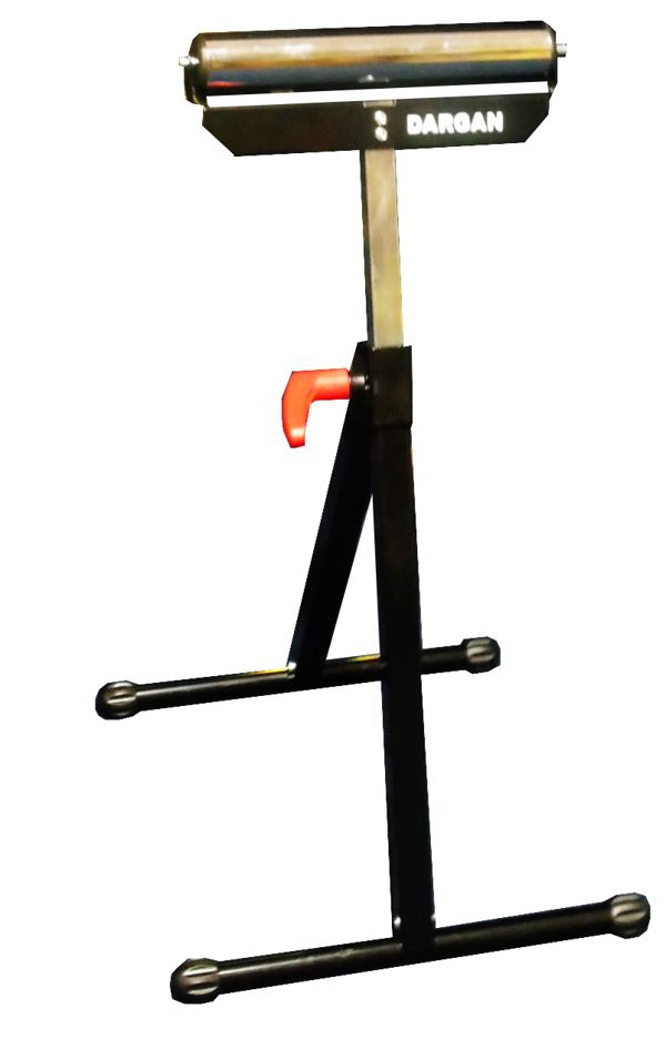 A Bargon brand metal stand with a black frame, silver roller, and an orange adjustment handle, isolated on a white background.