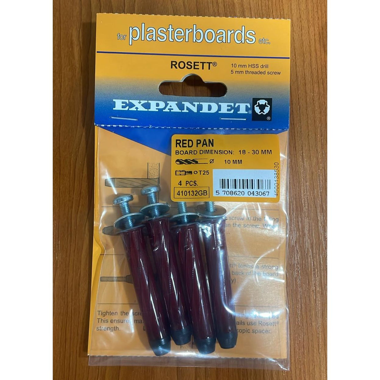 Expandet Rosett Red Pan Screw M5x65mm | Pack of 4