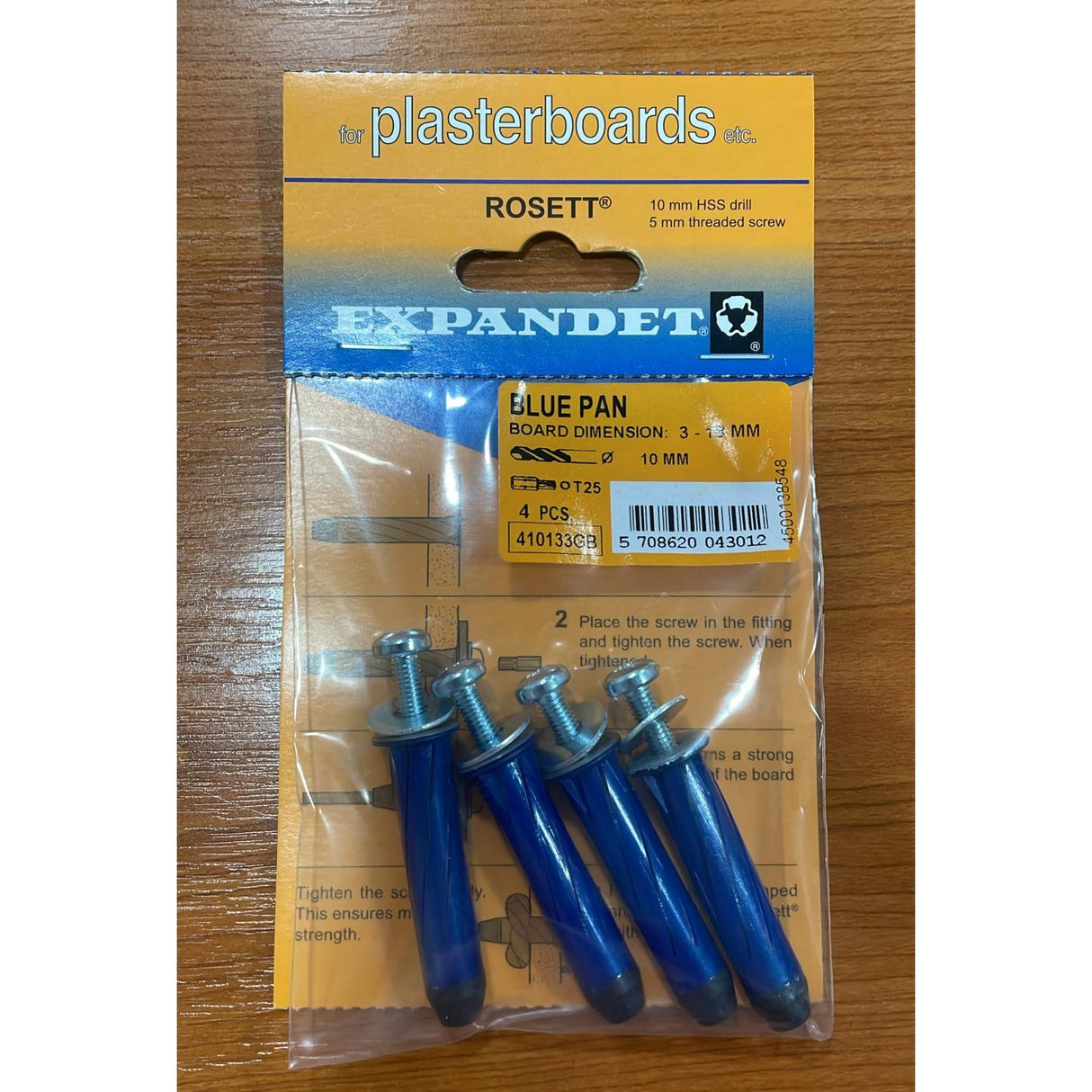 Expandet Rosett Torx Plasterboard Fixings M5x55MM - Blue | Pack of 4