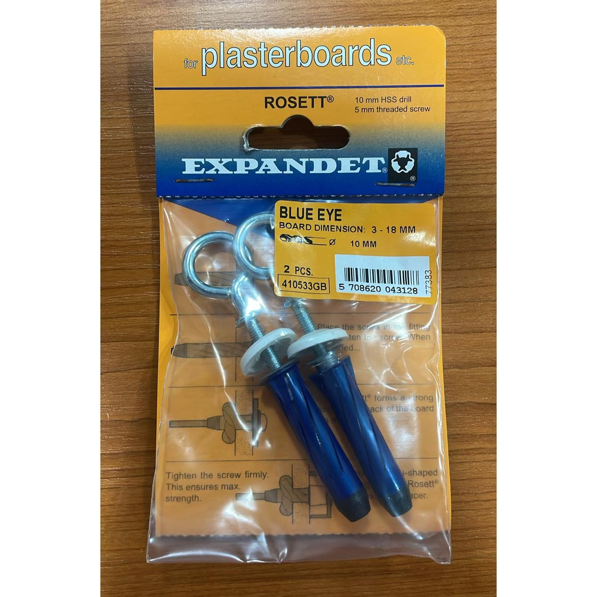 Expandet Rosett Eye For Plasterboards - M5x55mm | Blue - Pack of 2