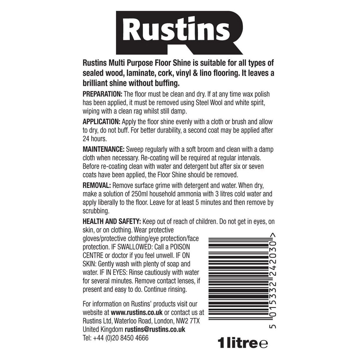 Rustins Floor Shine Multi-Purpose - 1litre