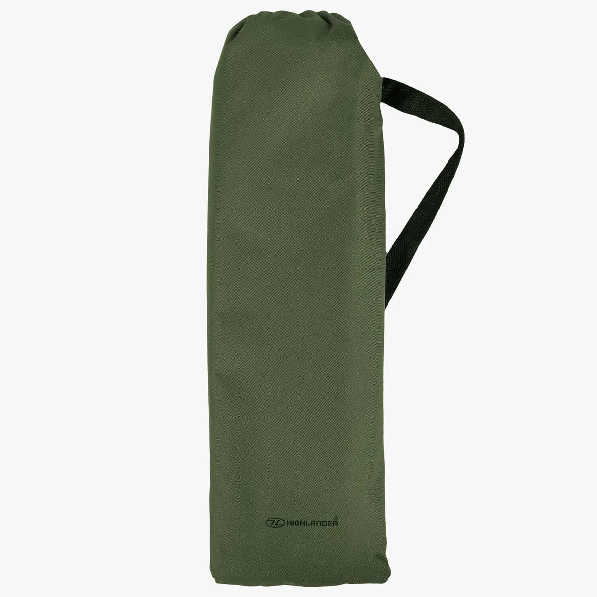 Green compression bag with a handle on a white background
