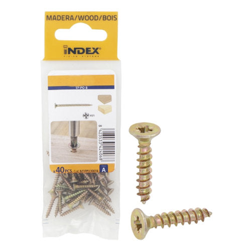 Index Prepack Yellow Pozi Chipboard Screw 4 x 25