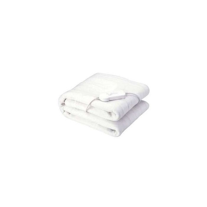 A folded white heated blanket with an attached small white control unit, shown on a plain white background.
King Size Electric Heating Blanket | 80W
