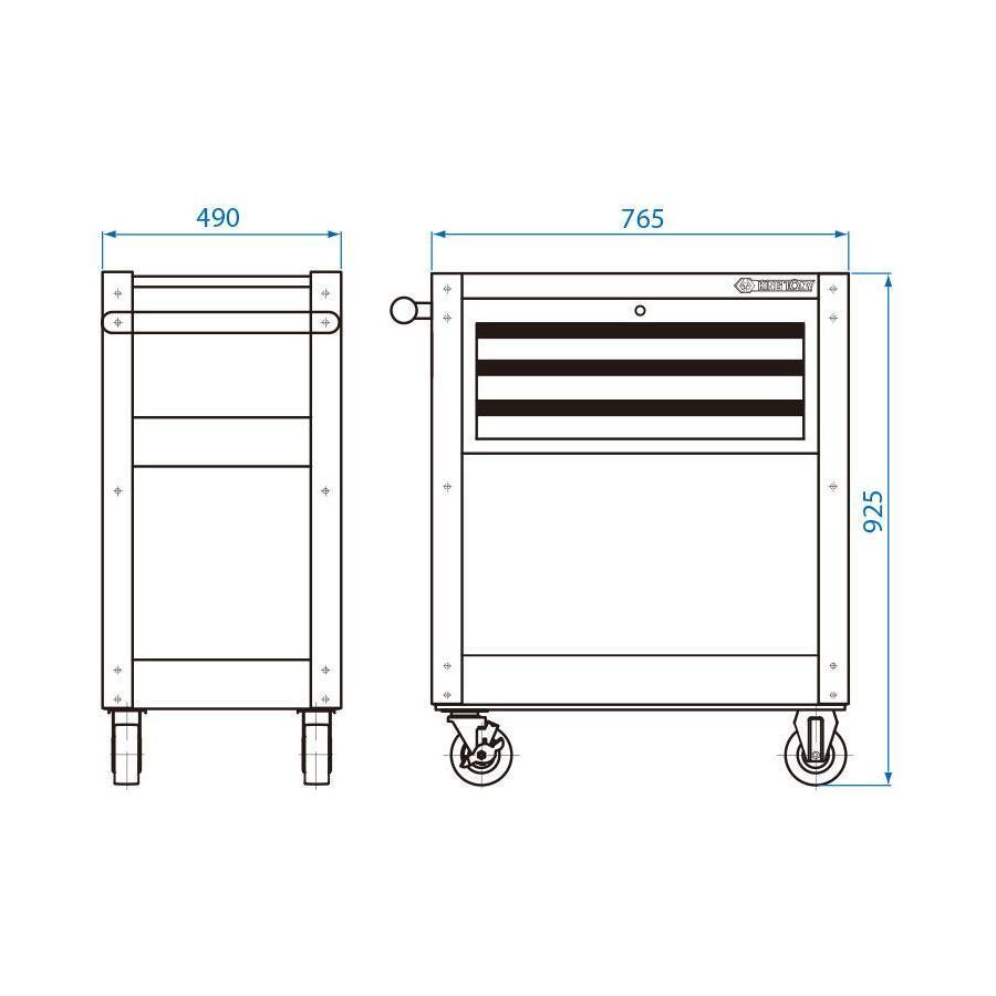 King Tony 87446-3B-KB Tool Trolley Cart - 3 Drawers