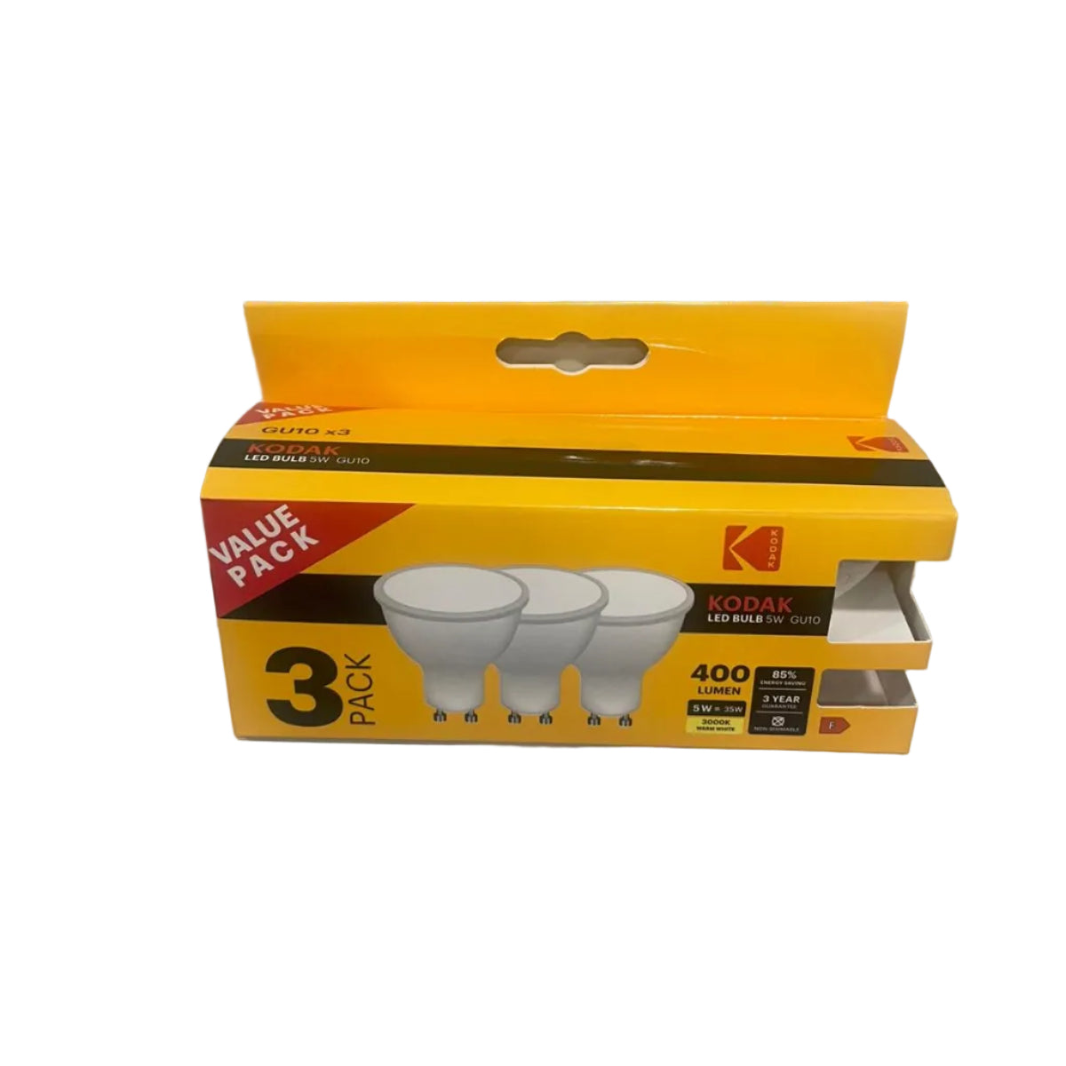 Kodak LED Bulb 5W GU10 - 400 Lumen In Warm White | Pack of 3