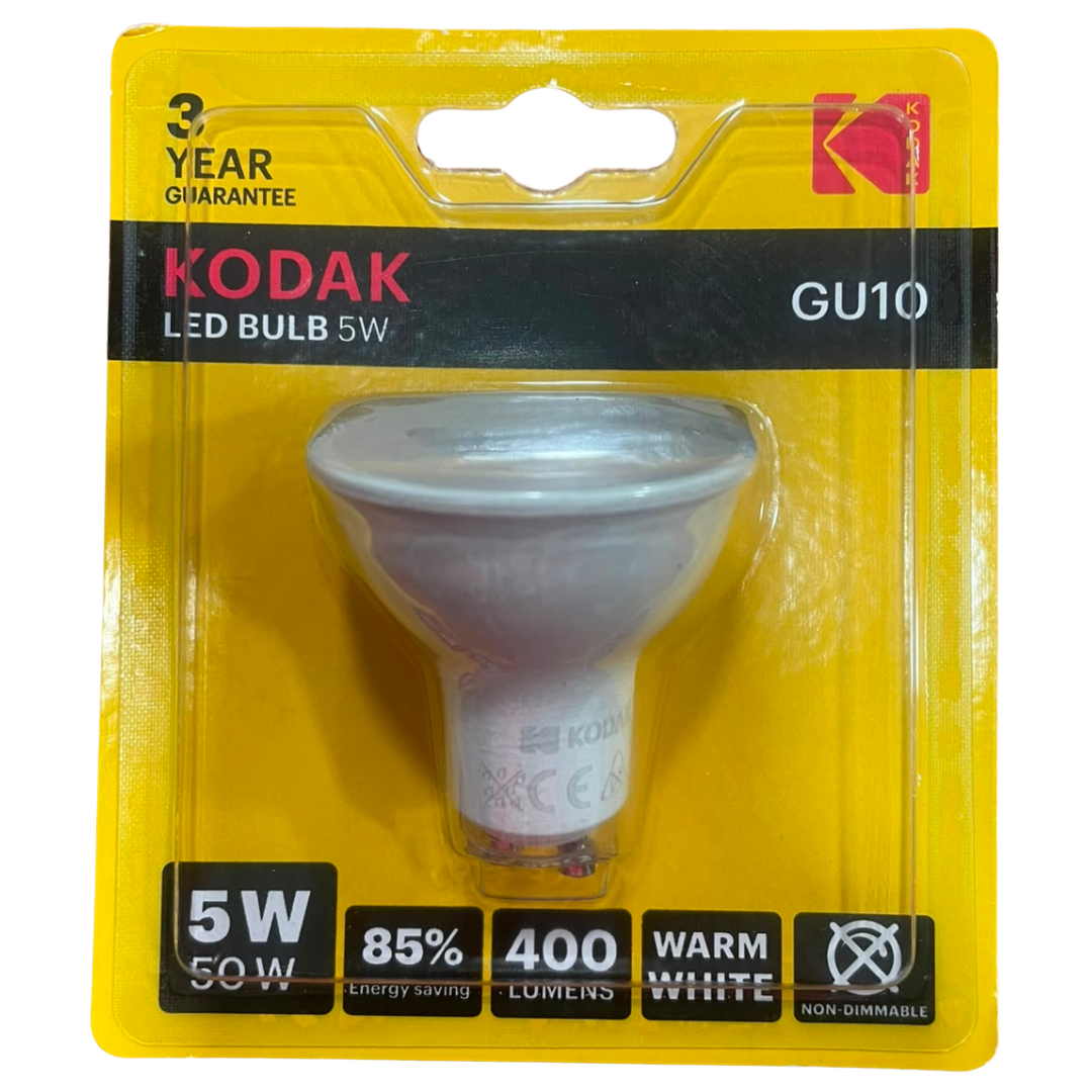 Kodak LED Bulb 5W GU10 – 400 Lumen | Warm White