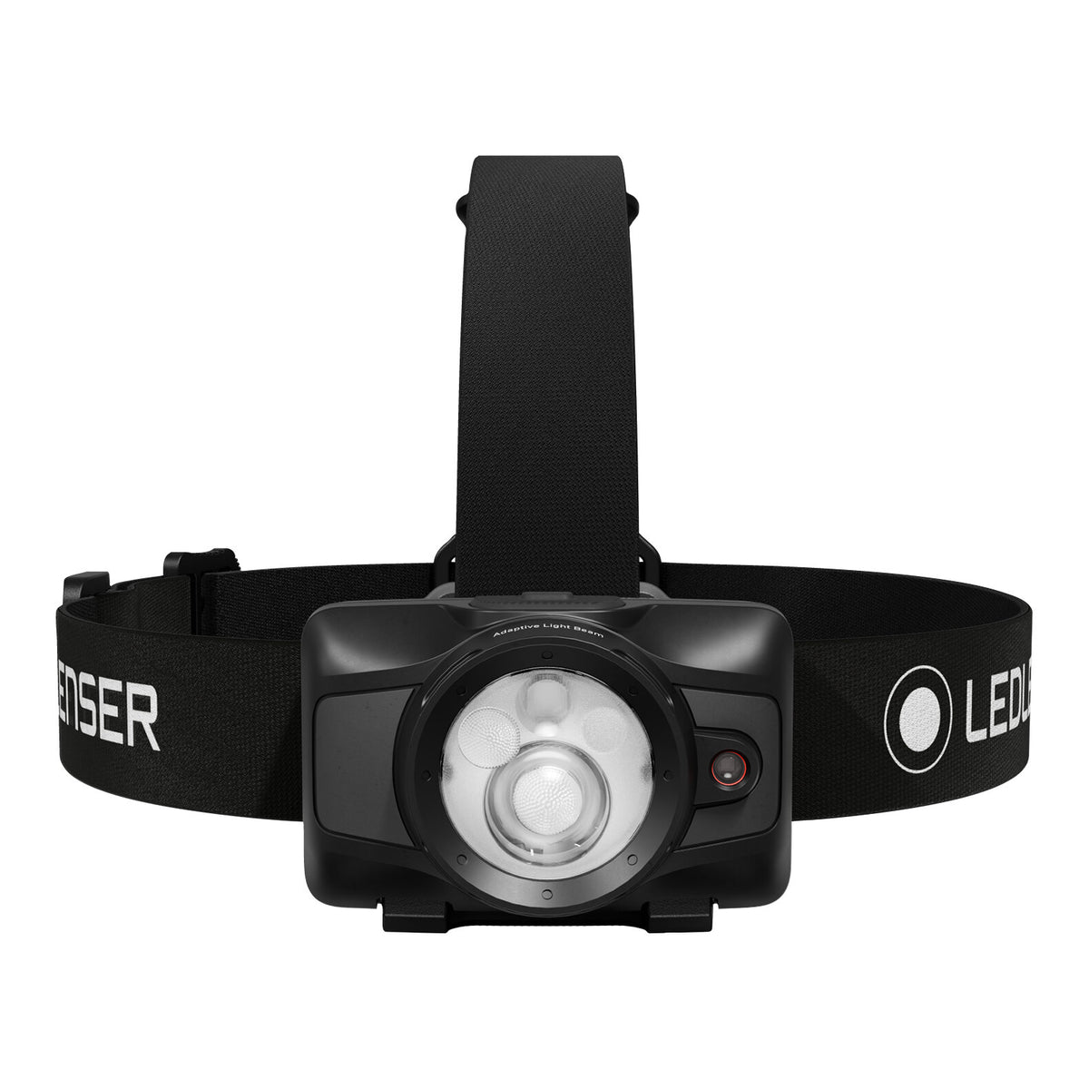 A black LED headlamp with an adjustable black head strap, shown against a solid white background. The brand name 'LEDSER' is printed in white on the strap. Ledlenser Headlamp HF6R | 900 Lumen