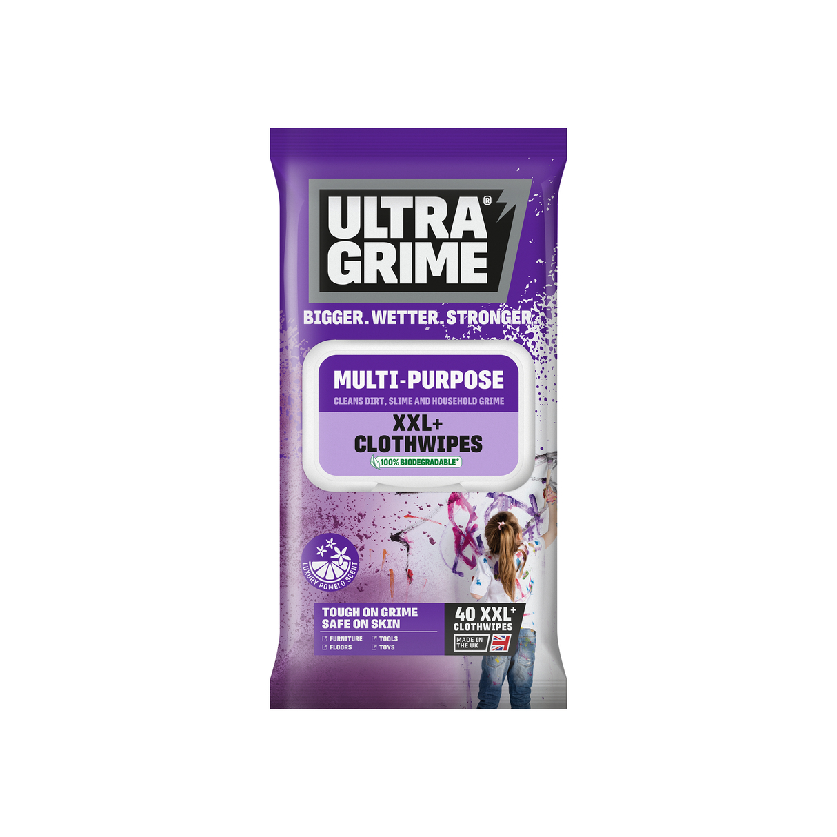 UltraGrime Life Multi-Purpose Pomelo Scented Clothwipes 40pk