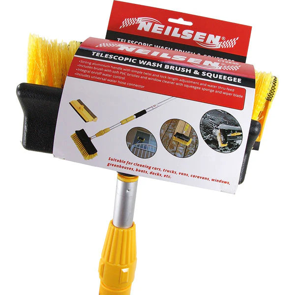 Neilsen Telescopic Wash Brush & Squeegee - 3m