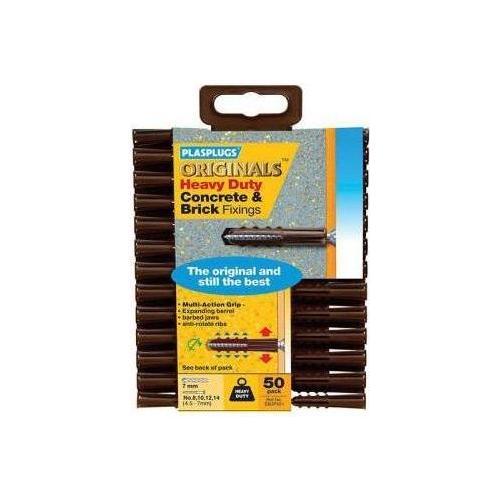 Plasplugs Original Regular Duty Fixings - Pack of 50