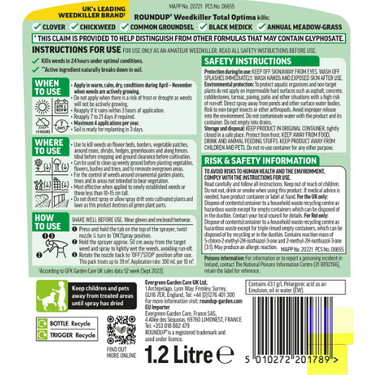 Roundup Weedkiller Total Optima - 1 Litre